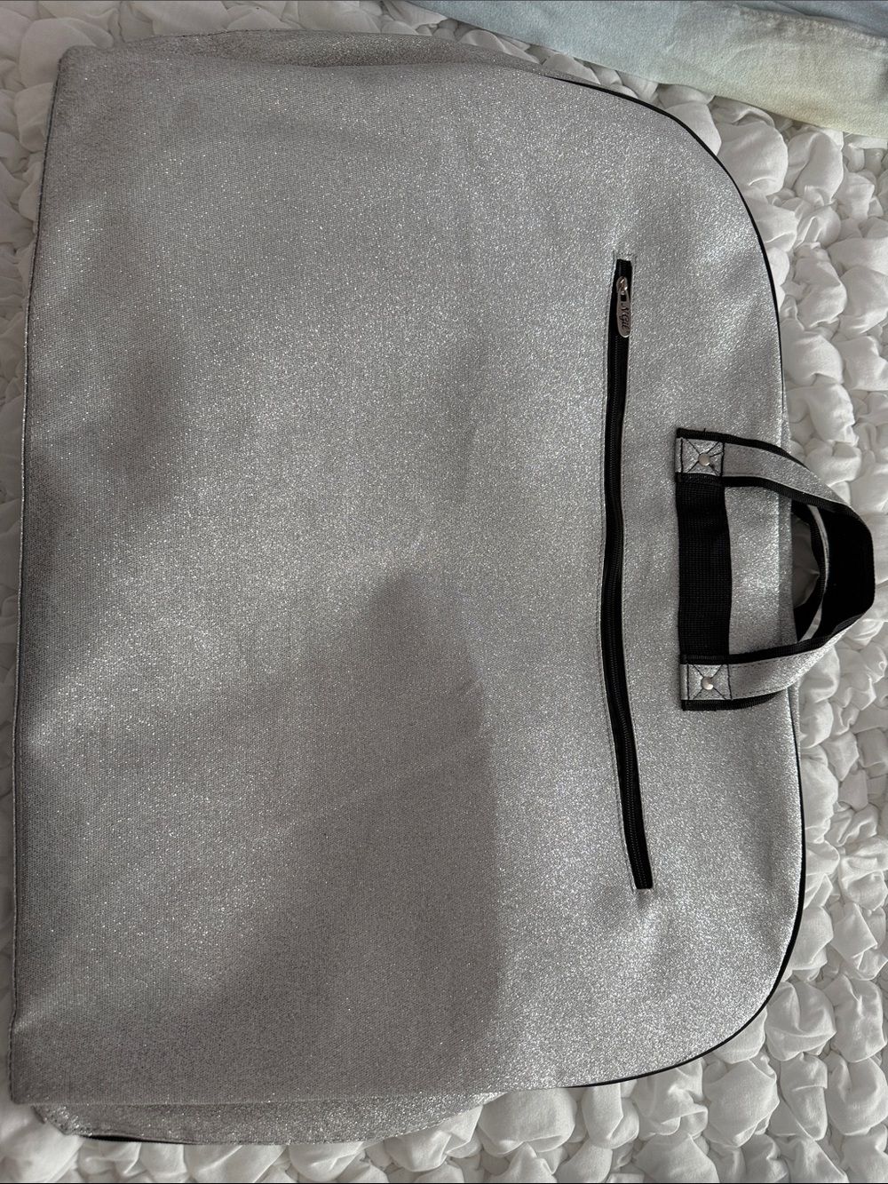 Silver Glitter Dance/Cheer Garment Bag with Black Trim